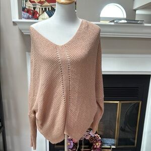 Woven Heart Pink V-Neck Sweater